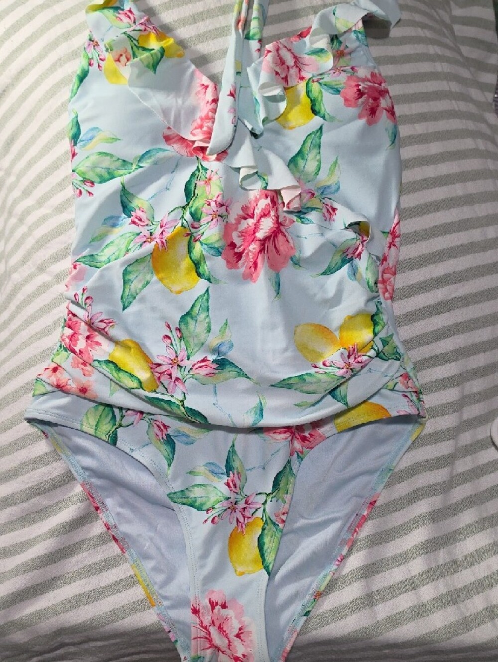 Cupshe Light Blue Floral Lemon One-Piece Swimsuit - Medium - Picture 8 of 8